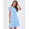 imageFloerns Womens V Back Inslace Layered Ruffle Hem Flutter Sleeve DressPale Blue