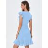imageFloerns Womens V Back Inslace Layered Ruffle Hem Flutter Sleeve DressPale Blue