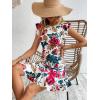 imageFloerns Womens V Back Inslace Layered Ruffle Hem Flutter Sleeve DressWhite Floral