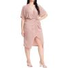 imageFloerns Womens Short Sleeve V Neck Twist Front Split Midi DressPink New