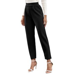 imageFloerns Womens Solid High Waist Tapered Ankle Stretch Work PantsBlack