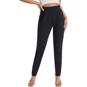 imageFloerns Womens Solid High Waist Tapered Ankle Stretch Work PantsBlack Solid