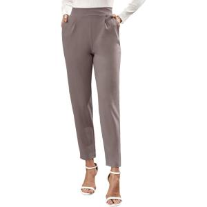imageFloerns Womens Solid High Waist Tapered Ankle Stretch Work PantsMauve Purple
