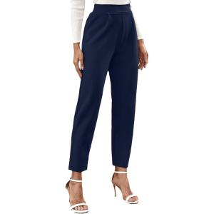 imageFloerns Womens Solid High Waist Tapered Ankle Stretch Work PantsNavy Blue