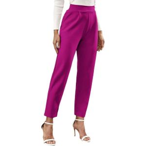 imageFloerns Womens Solid High Waist Tapered Ankle Stretch Work PantsRed Violet