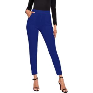 imageFloerns Womens Solid High Waist Tapered Ankle Stretch Work PantsRoyal Blue