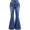 imageFloerns Girls Casual Ripped Frayed Split Hem Flare Bell Bottom Jeans Denim PantsBlue Plain