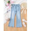 imageFloerns Girls Casual Ripped Frayed Split Hem Flare Bell Bottom Jeans Denim PantsPlain Blue