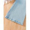 imageFloerns Girls Casual Ripped Frayed Split Hem Flare Bell Bottom Jeans Denim PantsPlain Blue