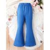 imageFloerns Girls Casual Ripped Frayed Split Hem Flare Bell Bottom Jeans Denim PantsSolid Blue