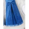 imageFloerns Girls Casual Ripped Frayed Split Hem Flare Bell Bottom Jeans Denim PantsSolid Blue