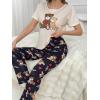 imageFloerns Womens Cartoon Print Short Sleeve Top with Long Pants Two Piece Pajama SetsApricot Bear