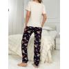 imageFloerns Womens Cartoon Print Short Sleeve Top with Long Pants Two Piece Pajama SetsApricot Bear