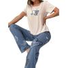 imageFloerns Womens Cartoon Print Short Sleeve Top with Long Pants Two Piece Pajama SetsBeige Dusty Blue