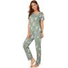 imageFloerns Womens Cartoon Print Short Sleeve Top with Long Pants Two Piece Pajama SetsGreen