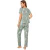 imageFloerns Womens Cartoon Print Short Sleeve Top with Long Pants Two Piece Pajama SetsGreen