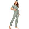 imageFloerns Womens Cartoon Print Short Sleeve Top with Long Pants Two Piece Pajama SetsGreen