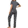 imageFloerns Womens Cartoon Print Short Sleeve Top with Long Pants Two Piece Pajama SetsGrey Panda