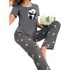imageFloerns Womens Cartoon Print Short Sleeve Top with Long Pants Two Piece Pajama SetsGrey Panda