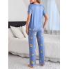 imageFloerns Womens Cartoon Print Short Sleeve Top with Long Pants Two Piece Pajama SetsMauve Purple Dog
