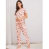 imageFloerns Womens Cartoon Print Short Sleeve Top with Long Pants Two Piece Pajama SetsPink Printed