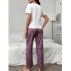 imageFloerns Womens Cartoon Print Short Sleeve Top with Long Pants Two Piece Pajama SetsWhite and Purple