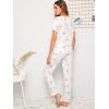 imageFloerns Womens Cartoon Print Short Sleeve Top with Long Pants Two Piece Pajama SetsWhite2