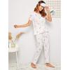 imageFloerns Womens Cartoon Print Short Sleeve Top with Long Pants Two Piece Pajama SetsWhite2