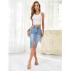 imageFloerns Womens Casual High Waisted Split Thigh Denim Jeans Midi SkirtLight Blue