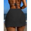 imageFloerns Womens Drawstring Front Split Hem Lettuce Trim Beach Cover Up SkirtBlack