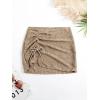 imageFloerns Womens Drawstring Front Split Hem Lettuce Trim Beach Cover Up SkirtKhaki