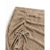 imageFloerns Womens Drawstring Front Split Hem Lettuce Trim Beach Cover Up SkirtKhaki