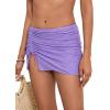 imageFloerns Womens Drawstring Front Split Hem Lettuce Trim Beach Cover Up SkirtLilac Purple