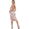 imageFloerns Womens Floral Print Cowl Neck Ruched Sleeveless Satin Slit Party DressBeigePink