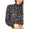 imageFloerns Womens Floral Print Long Sleeve High Neck Georgette Chiffon BlouseBlue