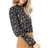 imageFloerns Womens Floral Print Long Sleeve High Neck Georgette Chiffon BlouseBlue