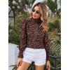 imageFloerns Womens Floral Print Long Sleeve High Neck Georgette Chiffon BlouseBrown Floral