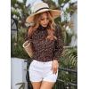 imageFloerns Womens Floral Print Long Sleeve High Neck Georgette Chiffon BlouseBrown Floral