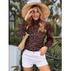 imageFloerns Womens Floral Print Long Sleeve High Neck Georgette Chiffon BlouseBrown Floral