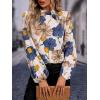imageFloerns Womens Floral Print Long Sleeve High Neck Georgette Chiffon BlouseBrown Multi