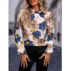 imageFloerns Womens Floral Print Long Sleeve High Neck Georgette Chiffon BlouseBrown Multi