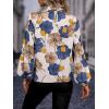 imageFloerns Womens Floral Print Long Sleeve High Neck Georgette Chiffon BlouseBrown Multi