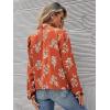 imageFloerns Womens Floral Print Long Sleeve High Neck Georgette Chiffon BlouseBurnt Orang