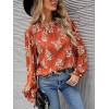 imageFloerns Womens Floral Print Long Sleeve High Neck Georgette Chiffon BlouseBurnt Orang