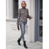 imageFloerns Womens Floral Print Long Sleeve High Neck Georgette Chiffon BlouseDark Blue