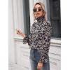 imageFloerns Womens Floral Print Long Sleeve High Neck Georgette Chiffon BlouseDark Blue