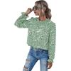 imageFloerns Womens Floral Print Long Sleeve High Neck Georgette Chiffon BlouseGreen Floral