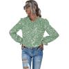 imageFloerns Womens Floral Print Long Sleeve High Neck Georgette Chiffon BlouseGreen Floral