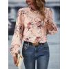 imageFloerns Womens Floral Print Long Sleeve High Neck Georgette Chiffon BlouseLight Pink