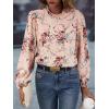 imageFloerns Womens Floral Print Long Sleeve High Neck Georgette Chiffon BlouseLight Pink